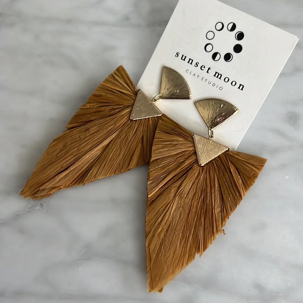🌼HANDMADE🌼 Bohemian Rust Raffia Earrings